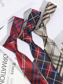 1pc Fashionable Casual Plaid Necktie For Men, Comfortable & Versatile For Daily Wear, Commute, Gatherings, Party, Shirt Matching - A - View 1
