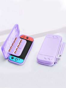 1pc Purple EVA Carrying Case Suitable For Nintendo Switch OLED Console, Handheld Protective Hard Shell