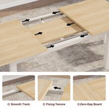 Techigher 5 Pieces Dining Table Set For 4-6, 63" Extendable Dining Room Table Set For 4, Kitchen Table With Benches And Stools, Kitchen Table Set, Dinner Table Set For 6 - Wood-colored Table Only - View 5