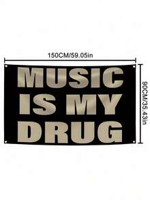 MUSIC IS MY Music Abstract Cartoon Art Design Tapestry Color Wall Hanging Flag For Bedroom Living Room Dorm Halloween Party Decor,Guys Man Cave,Modern Music Art Tapestry Banner Gift - 3x5英尺(90x150公分) - 查看 3