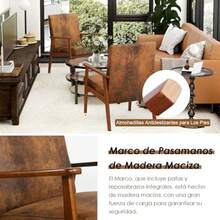 ARREDAMENTI Silla Decorativa Moderna Mediados Siglo con Marco MaderaSillas Tapizadas para Sala Estar Sillón Lectura Tela para Terraza Acristalada Dormitorio Marrón Vintage - MarrnVintage - Ver 5