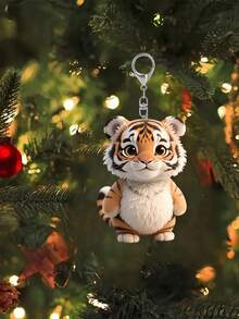 2D平面可爱小老虎钥匙扣，1个装，兼容背包、钥匙、钱包 - 可爱风格钥匙圈，完美适用于包包和车钥匙，完美适用于车钥匙、背包和包包，包包挂件，无需电池，情人节礼物，实用汽车配件，女士钱包和手机配件，赠送朋友、家人、女朋友，派对配饰，纪念品，动物爱好者礼物，2D平面 - 彩色 - 查看 9