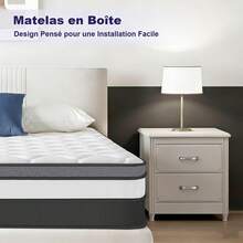 Materasso 140x200 cm Molto alto 30 CM, 10 zone, bordi rinforzati, memory foam e molle insacchettate, rigidità media, resistente, supporto ottimale, traspirante - supporto ergonomico - Bianco e nero - Visualizzare 1