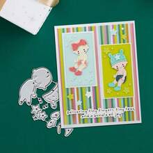 创意婴儿金属切割模具，DIY剪贴簿相册和压花模板，贺卡制作工具，卡片纸切割工艺品，礼品卡制作模板模切。 - 銀色 - 查看 5