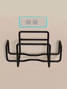 حامل مناديل الأطفال قطعة واحدة، تصميم مثبت على الحائط بدون لاصق، مناسب لتخزين المناديل والمناشف الرطبة في الحمام والمطبخ والحمام - الأسود - مشاهدة 5