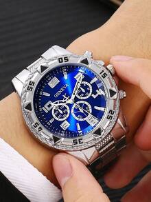 4/2pcs Set Luxury High-End Men's Quartz Watch, Zinc Alloy Strap And Genuine Leather Strap, Perfect Gift For School, Graduation Ceremony Or Any Occasion, Suitable For Brothers To Wear, Ideal Gift For Men - Suitable For Various Occasions - Multicolor - View 10