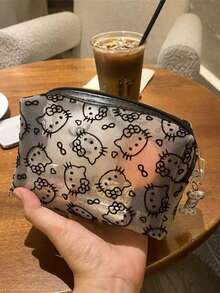 1个三丽鸥网眼铅笔盒/化妆包，大容量铅笔盒，简约黑色铅笔袋，多功能文具收纳袋，适合学校、文具、节日礼物、返校季使用 - 彩色 - 查看 9