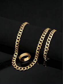 Bộ 3 dây chuyền mắt xích kiểu mạ vàng - Phong cách Hip Hop, phụ kiện dự tiệc đa năng, phù hợp cho cả nam và nữ. - Nhiều màu - Xem 1