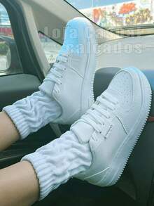 Women's Casual Sneakers, Ideal For The Gym, Flat Sole, Lightweight, Vintage Retro, Comfortable, Versatile Casual Fashion Style. - 白色 - 查看 5