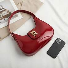 Santorini handbag Women's Medium Baguette Shoulder Bag, Stylish And Casual - 紅色清漆 - 查看 1