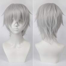 Karida 14-Inch Synthetic Fiber Cosplay Wig With Bangs, Layered Straight Hair, Unisex Cosplay Wig, High Density, Natural-Looking Cosplay Wig For Men And Women