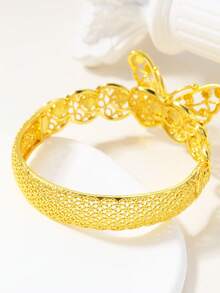 1 pieza Brazalete vintage estilo oriental dorado, adecuado para vacaciones, regalos y uso diario - Amarillo Oro - Ver 2