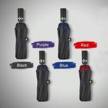 Automatic Large Umbrella For Men & Women - 10-Rib Windproof, Thickened & Reinforced, Black With Red Accents, Auto Open/Close, Compact Foldable Design For Travel, Commuting, Outdoor Activities, Umbrella Heavy Duty Windproof - Nhiều màu - Xem 2