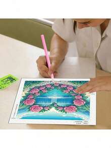 1 Set 5D DIY Diamond Painting Kit - Romantic Seascape, Waterfall, Starfish, Turtle Patterns, Partial Diamond Crystal Canvas, Frameless Mosaic Craft, Suitable For Home Office Decor - Multicolor - View 8