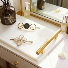 1pc Acrylic Tray With Gold-Color Handle, Suitable For Vanity, Bathroom, Kitchen, Nightstand Storage And Display - Multicolor - View 6
