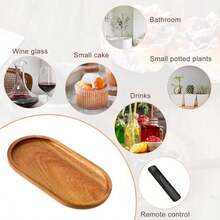 Small Acacia Wooden Serving Tray, Oval Natural Wood Serving Board Charcuterie Plate Bathroom Counter Tray For Party Dinner Wedding Food Fruit Snacks Appetizers, 7.48''*4.13Inch - / - 查看 7