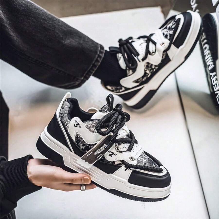 New Soft Sole Comfortable Casual Sports Shoes For Women - Black and White - View 1