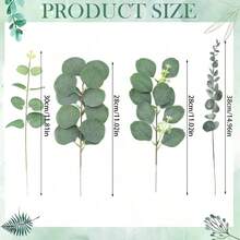 52片/26片/10片/1片 4种人造桉树叶和枝干，人造银元桉树叶，仿真植物喷雾，人造绿植 - 綠色 - 查看 10