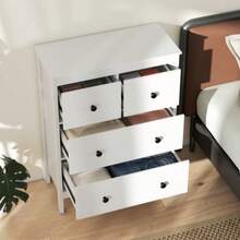 4-Drawer Chest Of Drawers For Clothes And Bedding, Living Room, Bedroom, Hallway, Particleboard, White - White - View 6