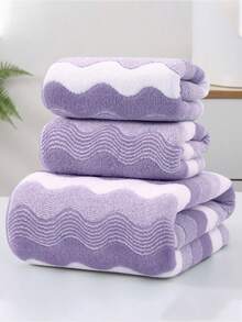 1条/2条装现代简约珊瑚绒浴巾，超柔软吸水，特大尺寸，速干，不掉毛，桑拿浴巾，高品质，轻便，客用毛巾，送给伴侣的最佳礼物，毛巾尺寸：34*75厘米，浴巾尺寸：70*140厘米 - 彩色 - 查看 6