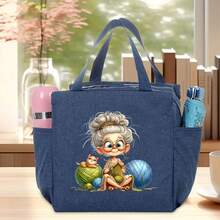 Bolsa de almacenamiento tejida de gran capacidad - Con diseño de cremallera, adecuada para tejer, telas - Regalo perfecto para entusiastas del tejido Bolsa de almuerzo con cierre de cremallera - Multicolor - Ver 12