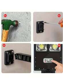 8000W Solar Outdoor Street Light, 12000lm, 3 X 1500mAh Lithium-Ion Battery, Solar Panel Charging, Long-Lasting All-Night Illumination, Motion Sensor, 3 Lighting Modes, Suitable For Home Yard, Garage, Outdoor Street, Commercial Lighting - 504/360/336/300/240/180/168 LED - Black - View 11