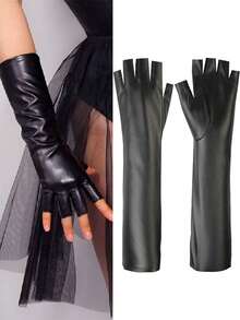 1双摩托车半指手套，加长皮革半指手套，掌心保护，男女皆宜，适合户外运动、骑行、家务、钓鱼等，是送给家人、朋友和情侣的绝佳礼物。 - 彩色 - 查看 4