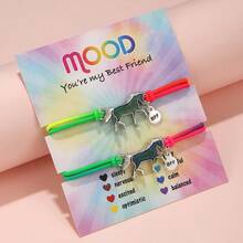2pcs/Set Women Temperature Sensitive Color Changing Cat Unicorn Heart Pendant Necklace & Ring Jewelry Set, Year Of The Horse Gift For Girlfriend/Best Friend - Kiểu 2 - Xem 1