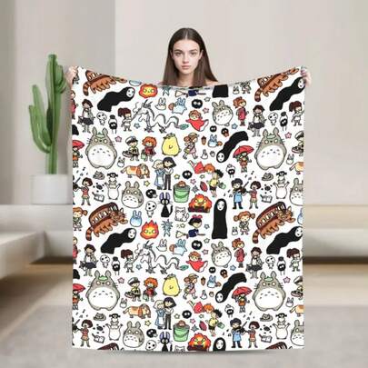Susuwatari Soot Sprites-Mononoked Blanket Fleece  Winter Aways Princessed G-Ghiblied Warm Throw Blankets Sofa Bedspread
