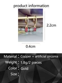 1 Pair Minimalist Square Pomegranate Red Glass Earrings - Red - View 5