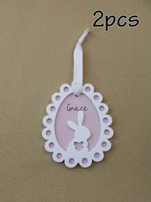 LICVIC Custom Easter Eggs Ornaments-With Rabbit Pattern, Personalized Easter Basket Stuffers, Customized Name Easter Decorations, Customizable Easter Tree Decorations, Easter Gifts, Party Decor, Room Decor, Living Room, Couples, Family, Friend, Kids Gift - Style a - View 16