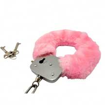 JASINCESS 1 Pcs  Party    Stainless Steel    Plush Handcuff   Fuzzy Handcuffs Halloween Cosplay Props - 粉色 - 查看 4