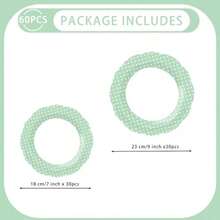 60PCS Light Green Scalloped Paper Plates - 7 Inch And 9 Inch Pastel Dessert Plates Dot Pattern Snack Plates Disposable 300gsm -Friendly Scallop Plates For Parties Weddings Picnics - Chấm xanh - Xem 2