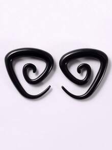 Acrylic Black Ear Spiral Expander Ear Plugs Triangle Spiral Ear Piercing Stretcher Body Jewelry 1.6mm-10mm - Black - View 16