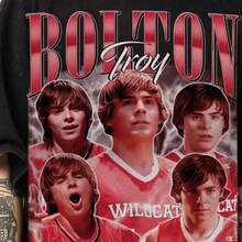 Vintage Troy Bolton High School Musical Shirt Troy Bolton Homage Shirt High School Musical Shirt Disneyland Mo- Logo Print Crew Neck T Shirt Letter Design Short Sleeve Y2K Style Oversized Hoodie Suitable For Summer Machine Washable For Casual Daily Occasions And Campus Usage Plus Size Clothes Business Casual Hoodies Graphic Tops Casual Wear   SpringSweatshirt For Women - 黑色 - 查看 1