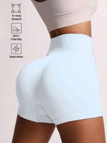 SET OF 3 SEAMLESS RIBBED SHORTS – HIGH COMPRESSION - Negro/Verde/Blanco - Ver 3