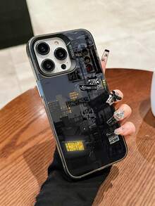 1pc Fashion City Night Scenery UV Printed Design Protective Phone Case, Soft TPU Material, Compatible With IPhone, Gift For Valentine's Day, Birthday, Christmas, Halloween, Boyfriend, Family And Friends - Multicolor - View 5