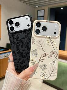3 件套简约花卉蝴蝶图案手机壳，黑色、米色、粉色，奢华仿皮材质，兼容 和 Galaxy - 彩色 - 查看 4