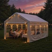 10x20'/ 13x26'/16x32'/20x40' Party Tent Heavy Duty Carport Gazebo Canopy Garage Car Shelter With Windows Outdoor UV Protection & Waterproof Party Tent Multifunctional Outdoor Commercial Use For Events & Car / Motorcycle / Boat Protection 2 Windows Walls +2 Zipper Walls - White - View 3