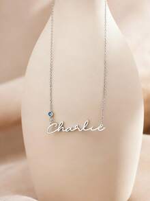 1pc Customizable Simple And Fashionable Name Necklace, Stainless Steel Jewelry, Gold Necklace And Silver Necklace, Elegant Name Necklace, Name Necklace, Customized Necklace, Charm Necklace, Women's Jewelry, Men's/Women's Necklace, Year-Round Gift For Friends And Family, Personalized Gift, Women's Exquisite Necklace, Customizable Name Necklace, Birthday Gift, Anniversary Gift, Christmas Gift, Etc. - Multicolor 4 - View 10