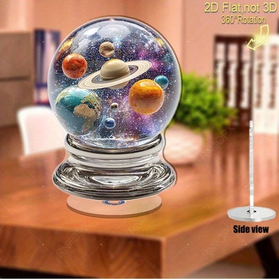 2D Flat Printed Rotating Ball Decor - 360° Rotating Space Ball With Solar System, No Power Needed, Indoor/Outdoor Decor, Suitable For Home, Office, Classroom - Perfect Holiday, Birthday Gift - Modern Astronomy Decor, Solar System Ball, Solar Display Stand, Large Rotating Earth Ball, Rotating World, Large Rotating Earth Ball, Spanish, Apartment Decor, Home Decor - Multicolor - View 1