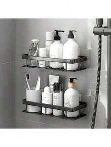 1/2 kệ đựng đồ dùng nhà tắm treo tường, dung tích lớn, chất liệu hợp kim nhôm, không cần khoan, kệ dán tường phòng tắm, giá treo tường phòng tắm & nhà bếp, tiết kiệm không gian, dễ lắp đặt, có thể đựng đồ dùng vệ sinh cá nhân, mỹ phẩm và các vật dụng khác, bề mặt nhẵn bóng, thích hợp cho phòng tắm, phòng tắm vòi sen, bàn trang điểm, v.v. Phụ kiện phòng tắm - màu đen - Xem 10