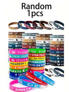 20条圣经经文手链套装，十字架圣经经文硅胶手链套装，散装硅胶手链，耶稣手链，圣经经文设计硅胶手链套装，多色组合，可爱基督教手链，彩色腕带，舒适轻便，适合作为男女宗教礼物、洗礼派对礼物、嘉年华派对礼物、母亲节礼物、毕业礼物 - 彩色 - 查看 13