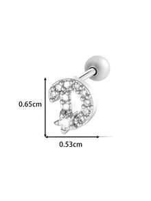 Toppiercing 1件铜锆石26个英文字母耳钉，不锈钢杆耳骨穿孔耳环