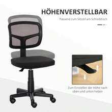 Ergonomic Office Chair, Height-Adjustable Swivel Chair, Space-Saving, Black - 黑色 - 查看 3