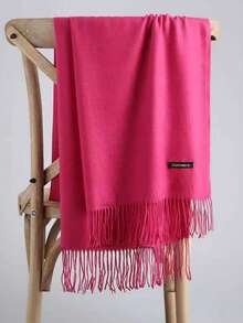 1pc Solid Color Lightweight Tasseled Shawl And Thin Scarf For Air-Conditioned Rooms Soft, Warm And Neck Wrap For Daily Outings - Dusty Pink - View 22