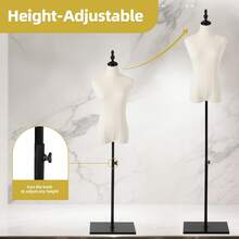 GCCSJ Female Mannequin Torso, 52-75" Adjustable Female Mannequin Torso For Hanging Pants & Skirts – High Stability Gold-Plated Metal Stand, Slender Half Body Dress Form For Sewing, Clothing & Jewelry Display (Black) - Nền đen - Xem 7