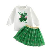 2Pcs/ Set Toddler Baby Girl Carnival Games Outfit Summer Sleeveless Lapel Collar Solid Color/Striped Vest Tops With Pleated Skirt Set - 米色 - 查看 1