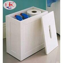 Maine White Bathroom Storage Unit Toilet Cleaning Tidy Box - White - View 3