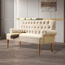 Loveseat Sofa For Living Room, Couch In A Box, Sofa Para Sala, Love Seats Furniture, Long Couches, Settee, Textile - Màu be - Xem 2